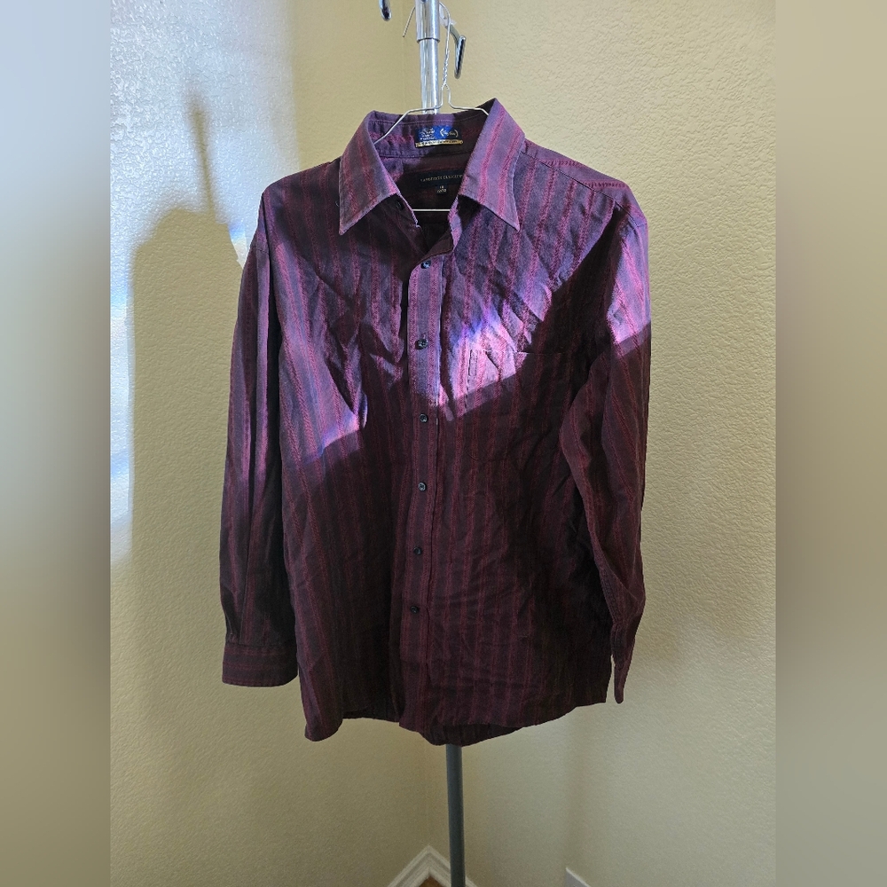 Cambridge Classics Burgundy Long Sleeve Button Up Shirt With Pocket
